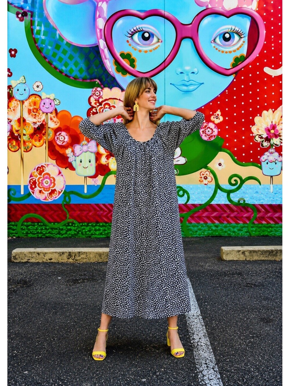 Mikoh Brava Mini Floral Boxy Oversized Slouchy Cotton Maxi Dress Size 1 US M‎